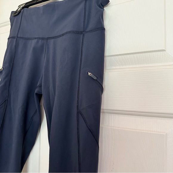 Lululemon Full Length Navy Blue Tights Leggings Zippers Pockets Size 8 - Picture 3 of 7